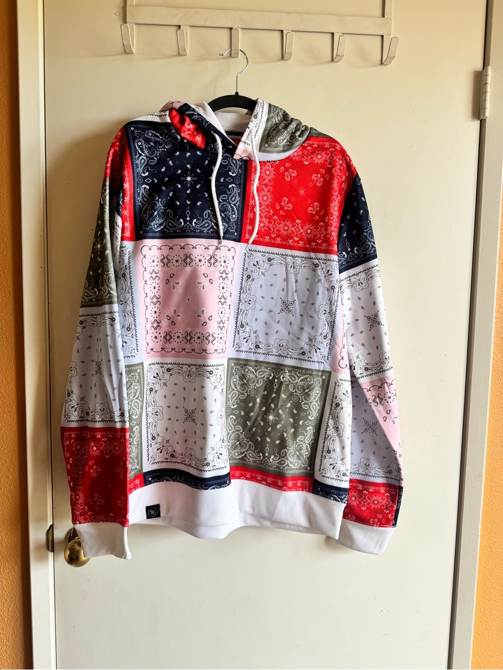 Patchwork Bandana Print Hoodie - Multi-Color. Size M